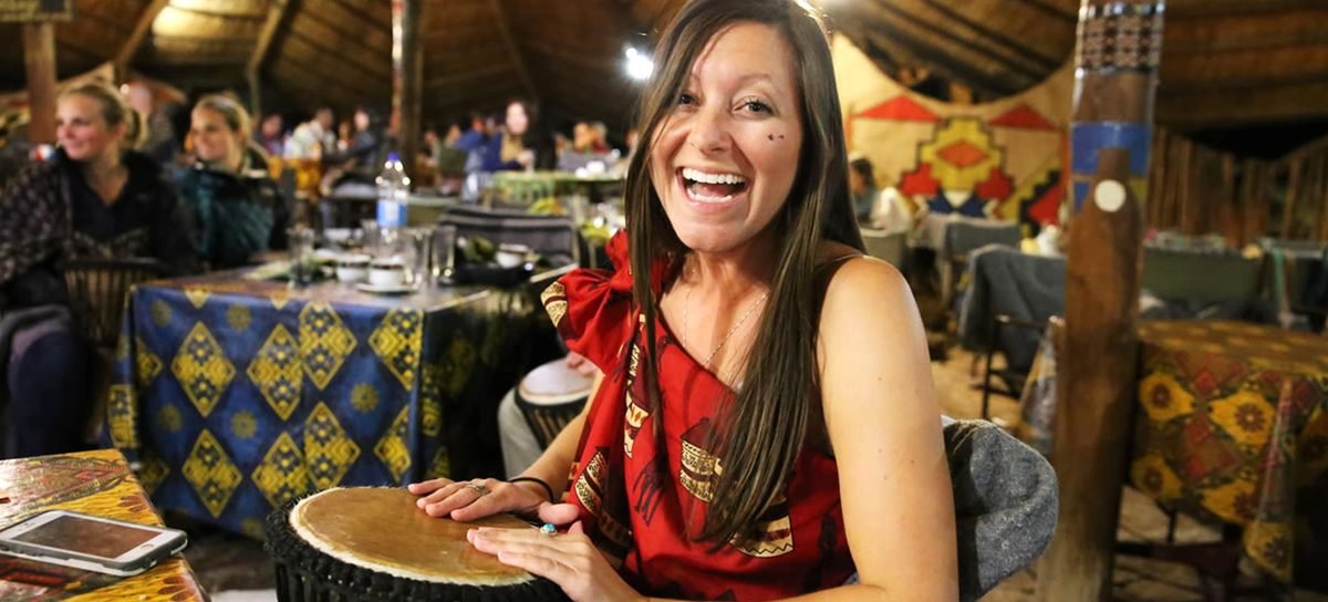 Drumming at The Boma dinner and drum show in Victoria Falls