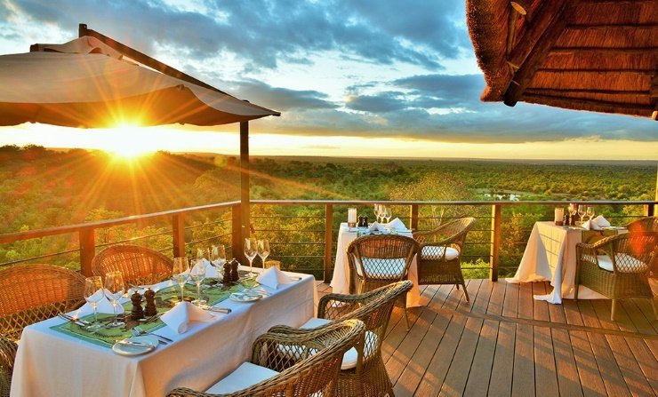 Sunset from the viewing deck at Victoria Falls Safari Club