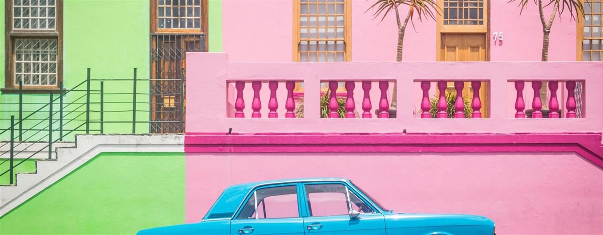 Brightly painted houses in the Bo-Kaap, Cape Town