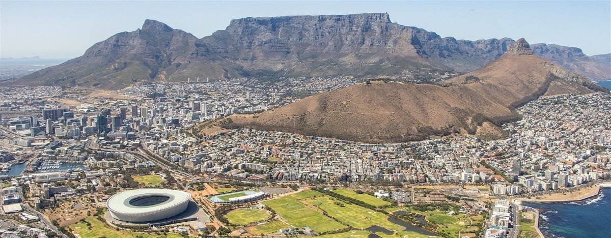 Cape Town and Table Mountain from the air