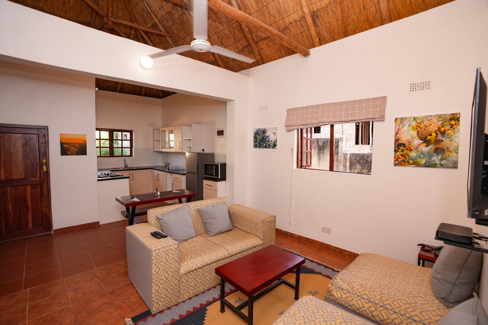Lounge and seating area at The Outlook Lodge, Victoria Falls