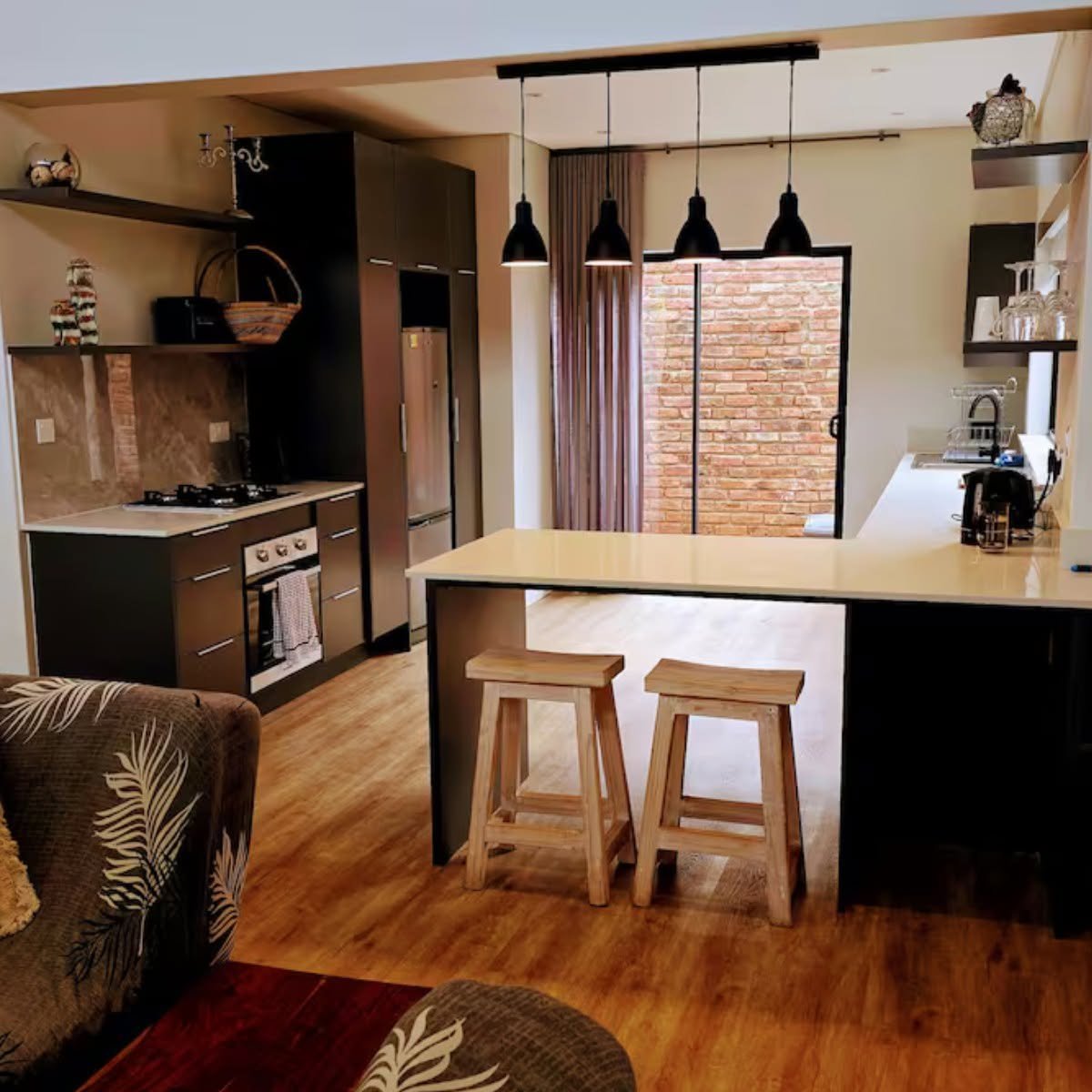 Kitchen and breakfast bar at The Outpost self-catering apartments