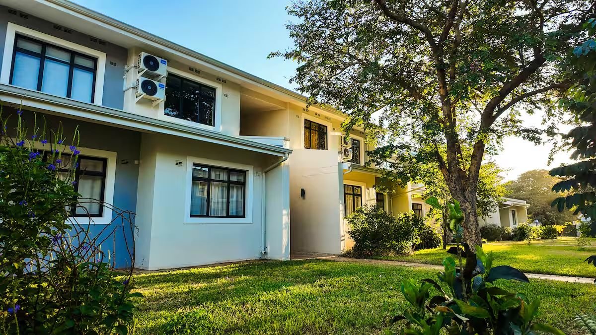 Two-storey townhouses and lawns at Victoria Falls Estate