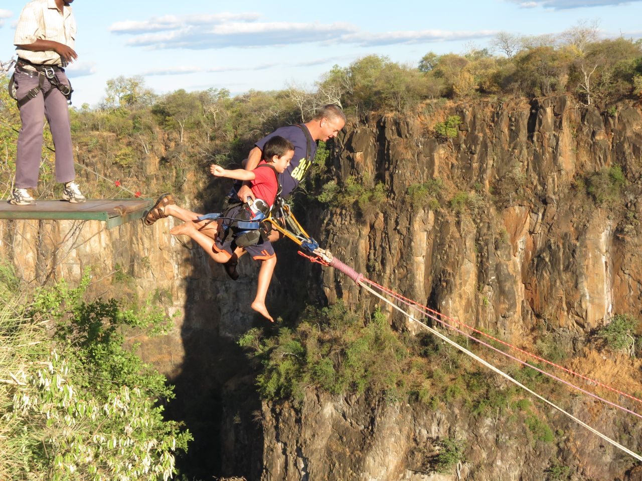 The gorge swing platform and rigging on the edge of the Batoka Gorge