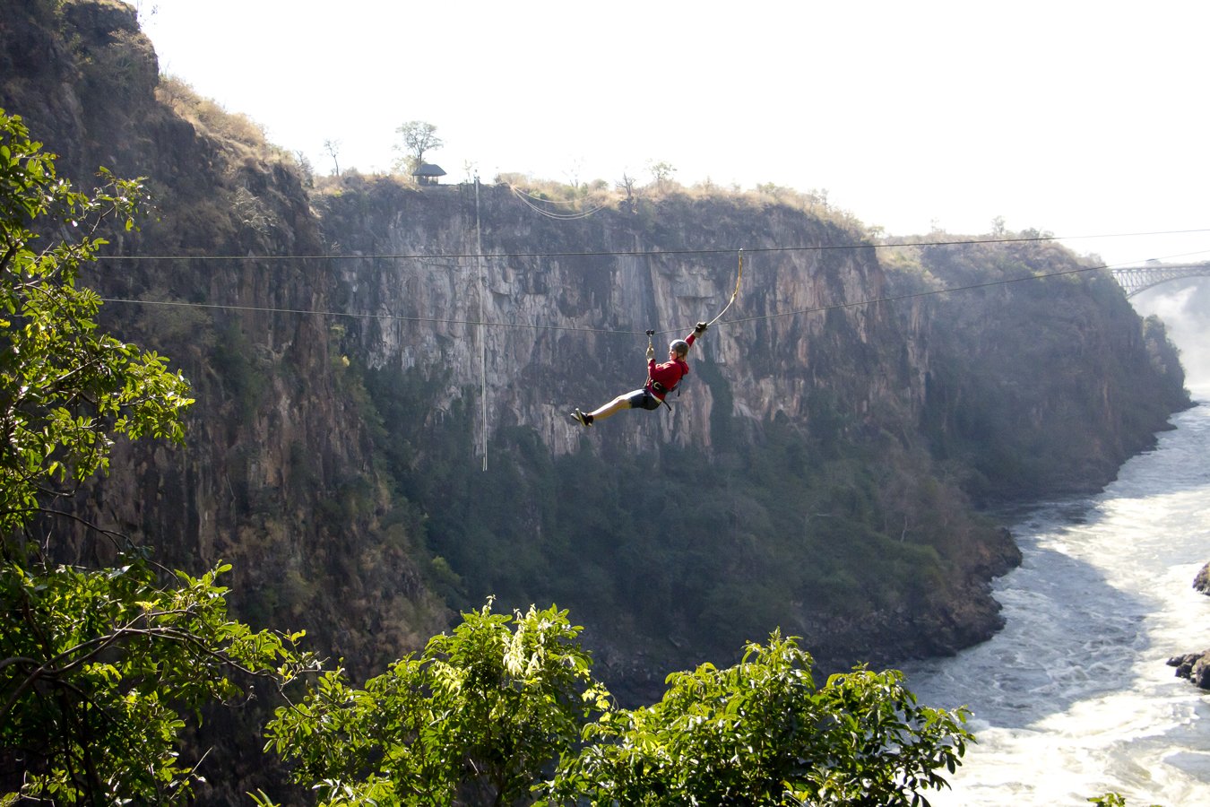 Zipline cable crossing the Batoka Gorge at Victoria Falls