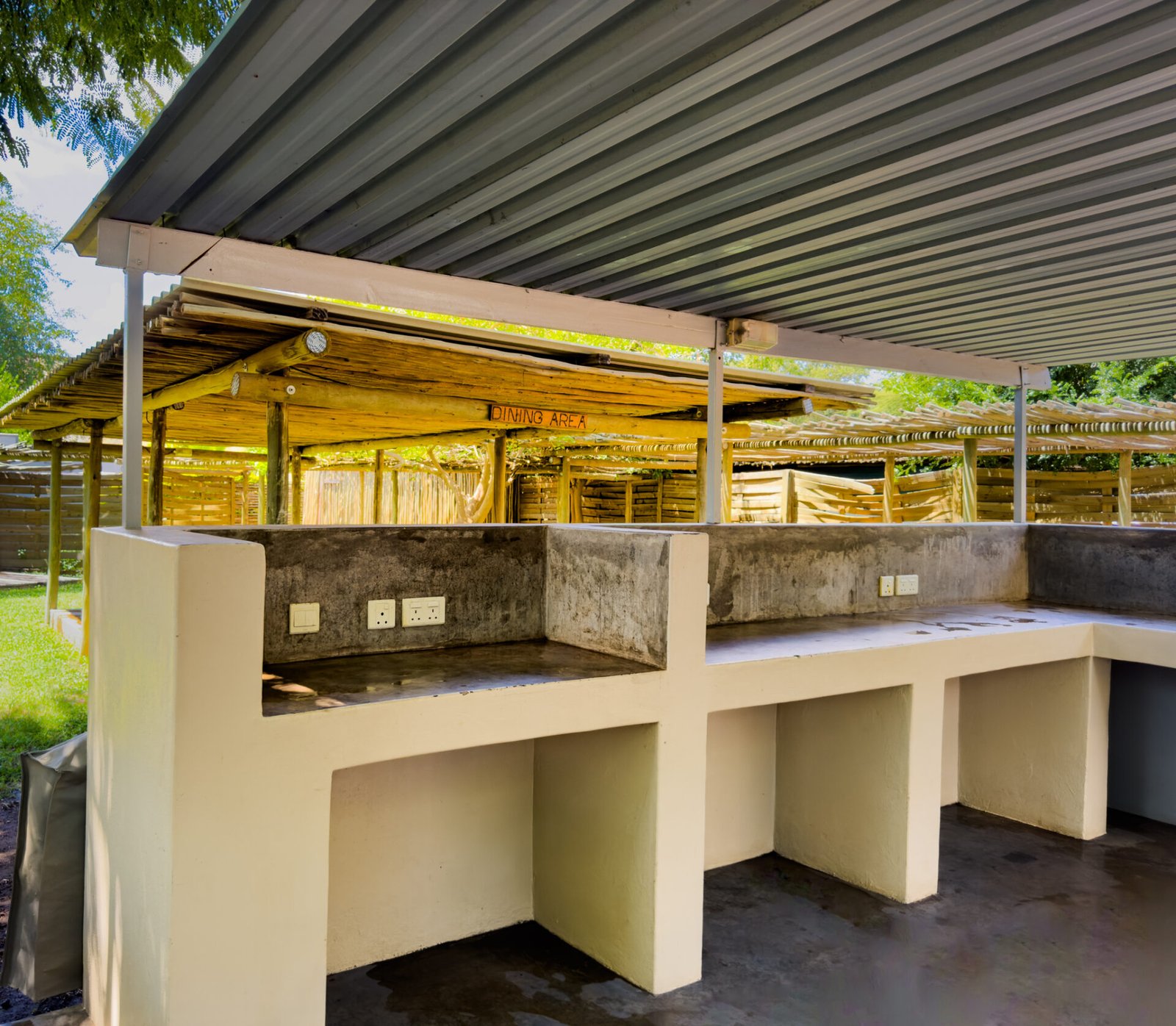 Camp kitchen and wash-up counters at Explorers Village